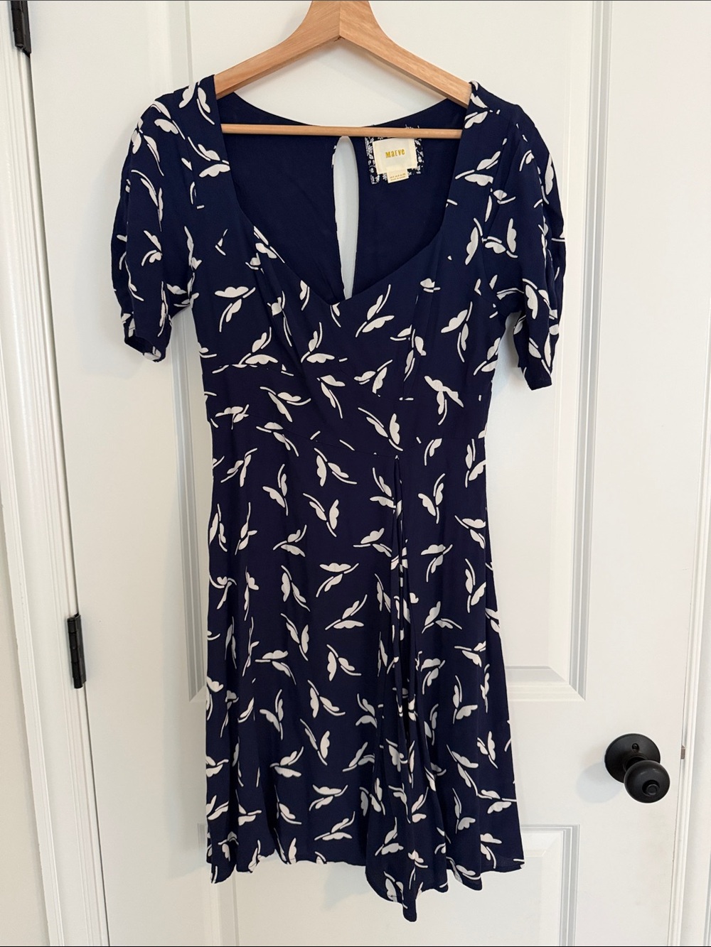 Maeve Navy and White Floral Short Sleeve Dress